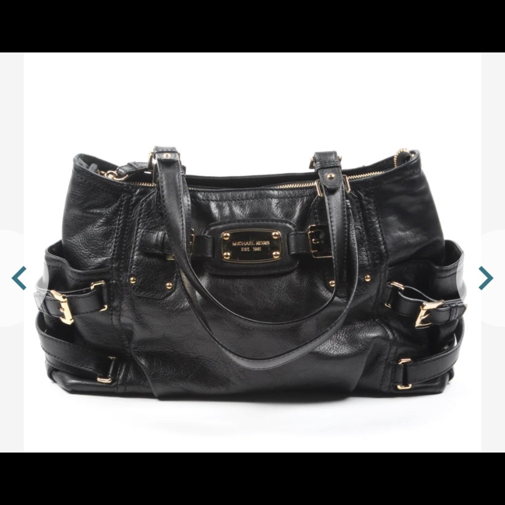 Michael kors leather bag black rose gold